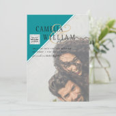 Invitation Mariage PHOTO moderne Inviter QR CODE RSVP TURQUOI (Debout devant)