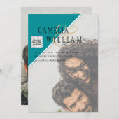 Invitation Mariage PHOTO moderne Inviter QR CODE RSVP TURQUOI (Devant / Derrière)