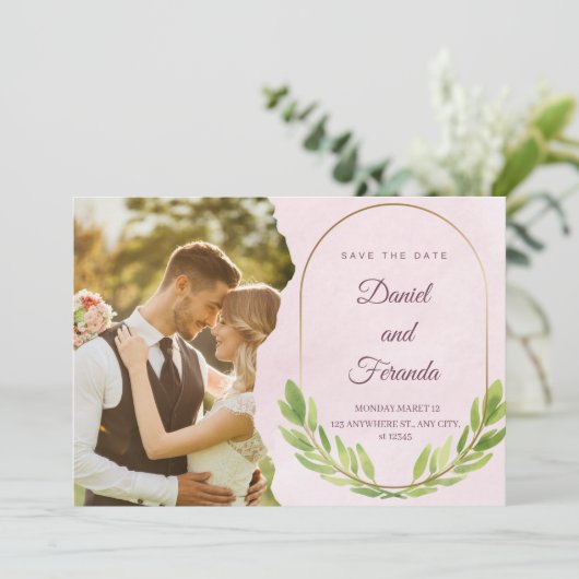 Invitation Mariage photo moderne Lumière Date de sauvegarde (Debout devant)