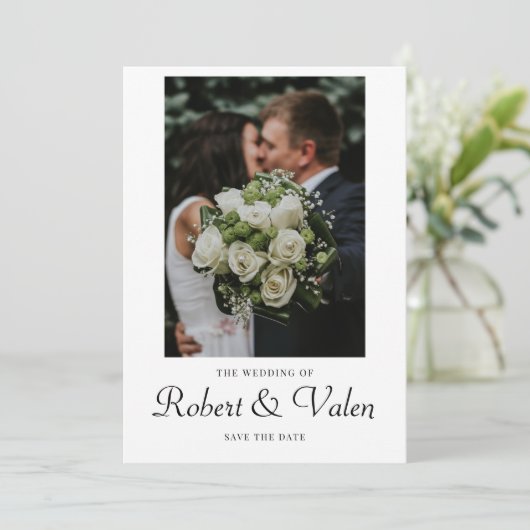 Invitation Mariage photo moderne Lumière Date de sauvegarde (Debout devant)