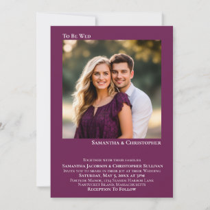 Invitation Mariage Photo Moderne Minimaliste Magenta Prune