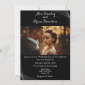 Invitation Mariage photo moderne minimaliste noir (Devant)