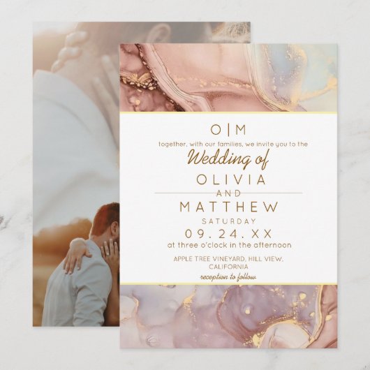 Invitation Mariage photo moderne Moft Agate Neutral (Devant / Derrière)