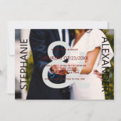 Invitation Mariage photo moderne noir blanc couple (Devant)