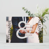 Invitation Mariage photo moderne noir blanc couple (Debout devant)