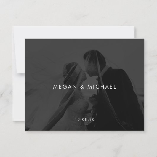 Invitation Mariage photo moderne noir et blanc (Devant)
