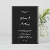 Invitation Mariage photo moderne noir et blanc (Debout devant)