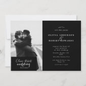 Invitation mariage photo moderne noir et blanc (Devant)