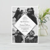 Invitation Mariage photo moderne noir et blanc (Debout devant)