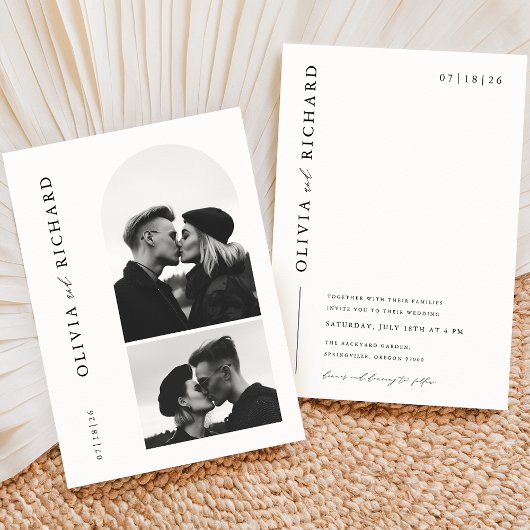 Invitation Mariage photo moderne noir et blanc 2