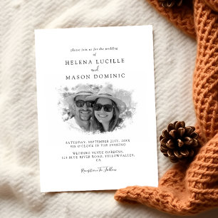 Invitation Mariage photo moderne noir et blanc budget