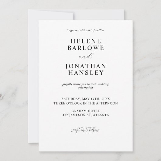 Invitation Mariage photo moderne noir et blanc élégant (Devant)