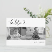 Invitation Mariage photo moderne noir et blanc Numéros de tab (Debout devant)