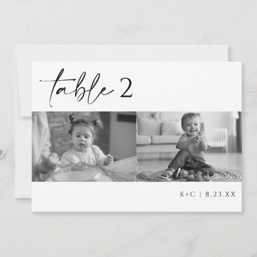 Invitation Mariage photo moderne noir et blanc Numéros de tab (Dos)