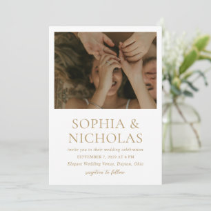 Invitation Mariage photo moderne or simple