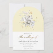 Invitation Mariage photo moderne Pastel Jaune Blanc Fleuri (Devant)