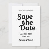 Invitation Mariage photo moderne retro noir et blanc (Devant)