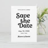 Invitation Mariage photo moderne retro noir et blanc (Debout devant)