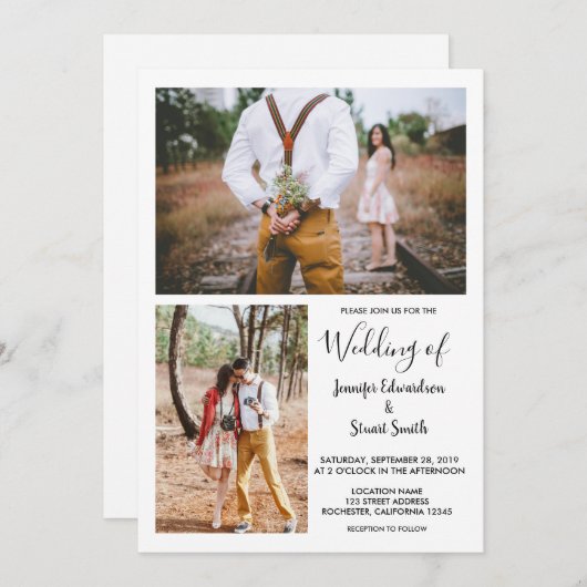 Invitation Mariage photo moderne rustique élégant (Devant / Derrière)