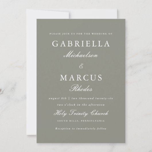 Invitation Mariage photo moderne Sage (Devant)