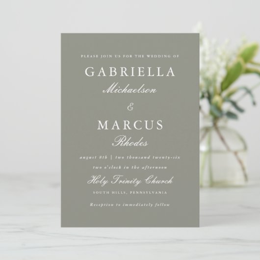 Invitation Mariage photo moderne Sage (Debout devant)