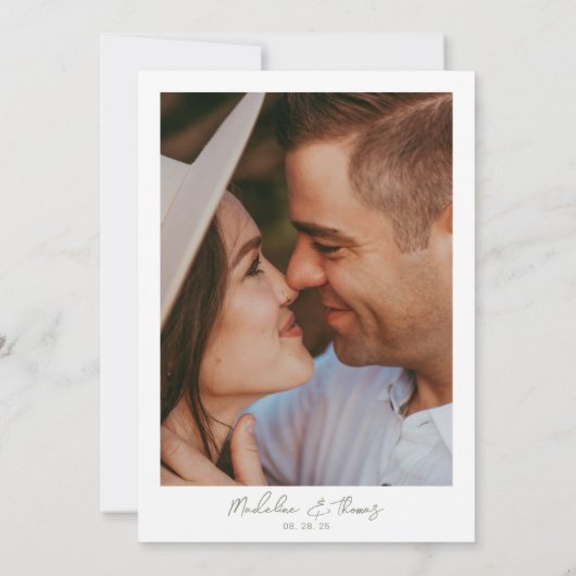 Invitation Mariage photo moderne Sage Green Terracotta