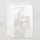 Invitation Mariage photo moderne Sage vert et blanc (Devant)