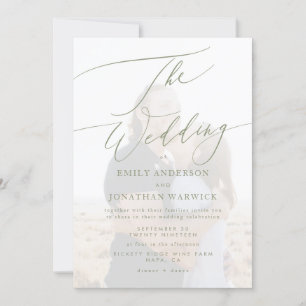 Invitation Mariage photo moderne Sage vert et blanc