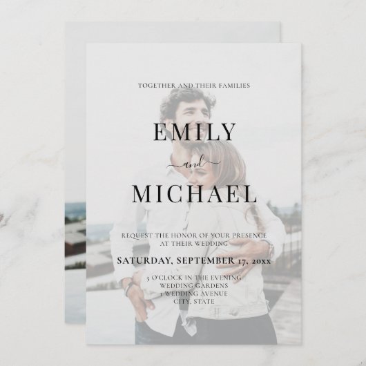 Invitation Mariage photo moderne simple (Devant / Derrière)