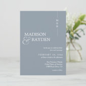 Invitation Mariage photo moderne simple Dusty Blue QR Code (Debout devant)