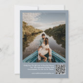 Invitation Mariage photo moderne simple Dusty Blue QR Code (Dos)