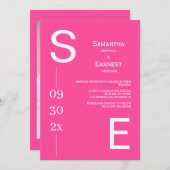 Invitation Mariage photo moderne simple en gras Monogramme ro (Devant / Derrière)