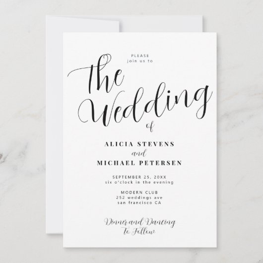 Invitation Mariage photo moderne simple en noir et blanc (Devant)