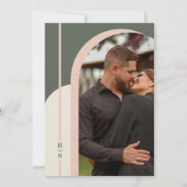 Invitation Mariage photo moderne simple rose vert bloc couleu (Dos)