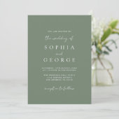 Invitation Mariage photo moderne Simple Sage Vert (Debout devant)