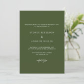 Invitation Mariage photo moderne simple vert olive (Debout devant)