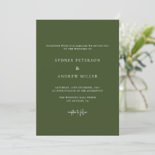 Invitation Mariage photo moderne simple vert olive