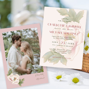 Invitation Mariage photo moderne Sweet Blush Peony Rose Flora