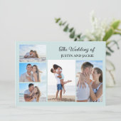 Invitation Mariage photo moderne tendance bleu 5 (Debout devant)