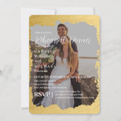 Invitation Mariage photo moderne tendance Gold Frame (Devant)