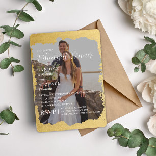 Invitation Mariage photo moderne tendance Gold Frame