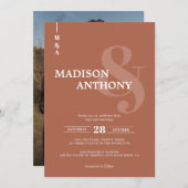 Invitation Mariage photo moderne Terracotta Ampersand Script (Devant / Derrière)