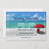 Invitation Mariage photo moderne Tropical Beach Red Umbrella (Devant)