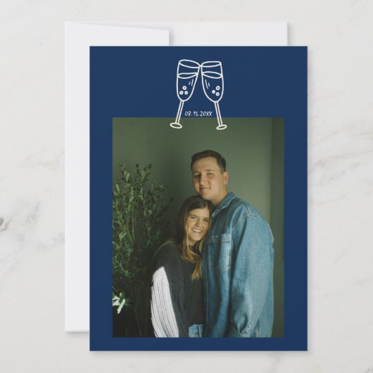 Invitation Mariage photo moderne unique rétro écrit main (Dos)