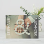 Invitation Mariage photo moderne vert blanc personnalisé (Debout devant)