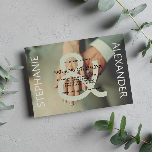 Invitation Mariage photo moderne vert blanc personnalisé