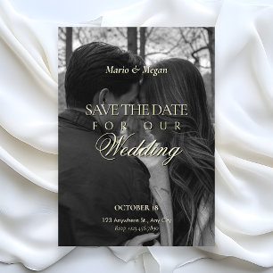 Invitation Mariage photo monochrome minimaliste noir blanc