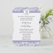 Invitation Mariage photo Monogram Vintage Lavender Damask (Debout devant)