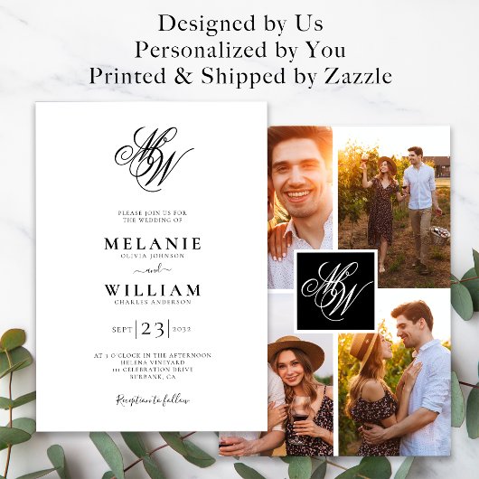 Invitation Mariage photo Monogramme 4
