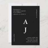 Invitation Mariage photo monogramme minimal noir et blanc (Devant)